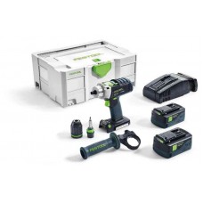 FESTOOL PDC 18/4 Li 5.2-Plus smūginis gręžtuvas - suktuvas 2x5.2 Ah